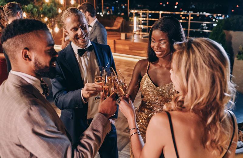 Guests celebrating at an evening event