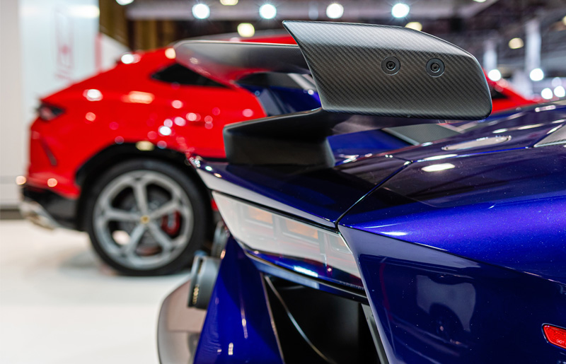 Luxury vehicles in a residential garage